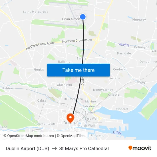 Dublin Airport (DUB) to St Marys Pro Cathedral map