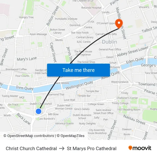 Christ Church Cathedral to St Marys Pro Cathedral map
