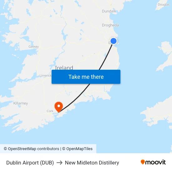 Dublin Airport (DUB) to New Midleton Distillery map