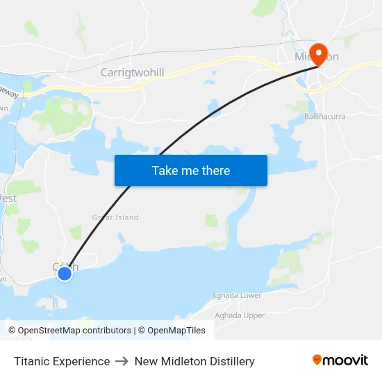 Titanic Experience to New Midleton Distillery map