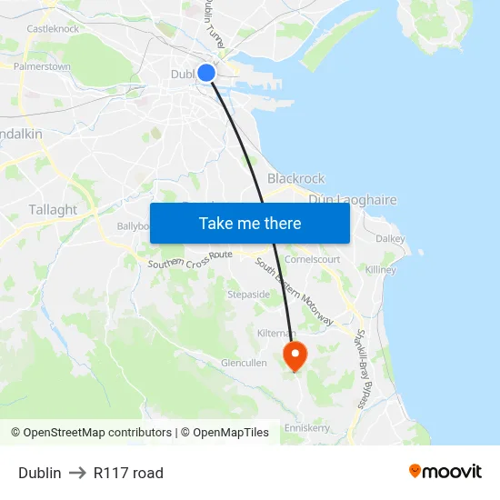 Dublin to R117 road map