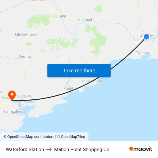 Waterford Station to Mahon Point Shoppng Ce map