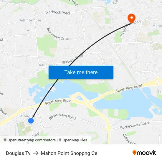 Douglas Tv to Mahon Point Shoppng Ce map