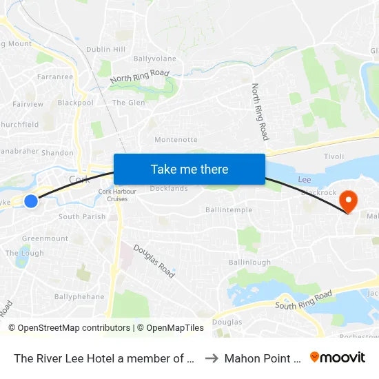The River Lee Hotel a member of The Doyle Collection Cork to Mahon Point Shoppng Ce map