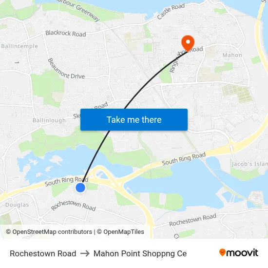 Rochestown Road to Mahon Point Shoppng Ce map