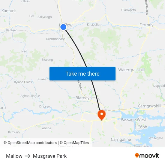 Mallow to Musgrave Park map