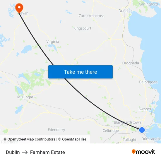Dublin to Farnham Estate map
