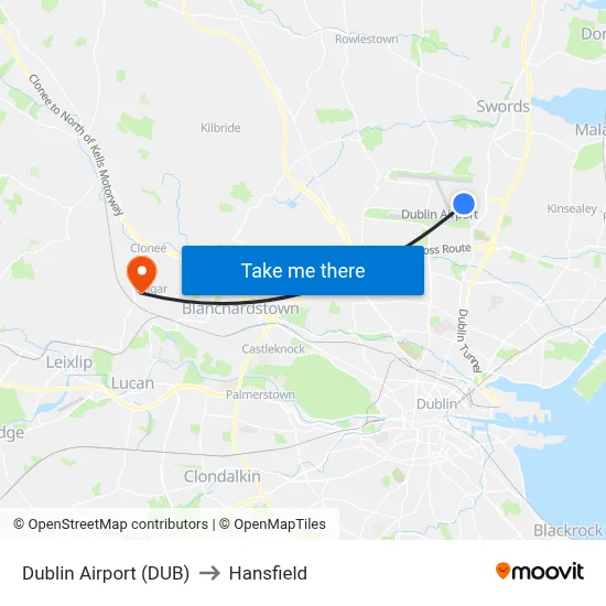 Dublin Airport (DUB) to Hansfield map