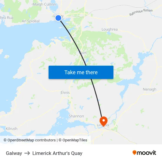 Galway to Limerick Arthur's Quay map