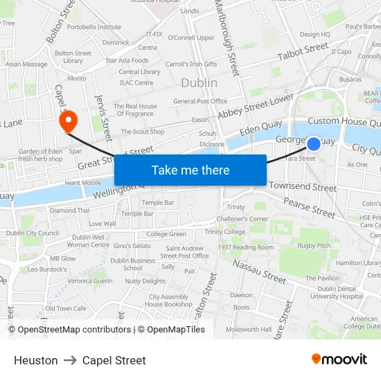Heuston to Capel Street map