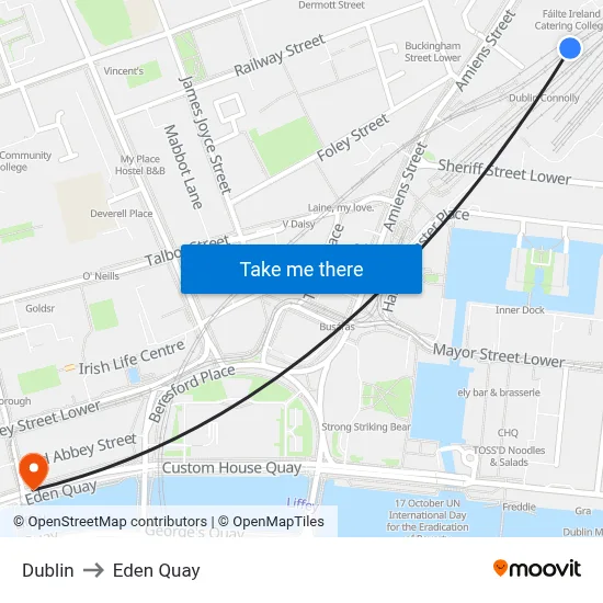 Dublin to Eden Quay map
