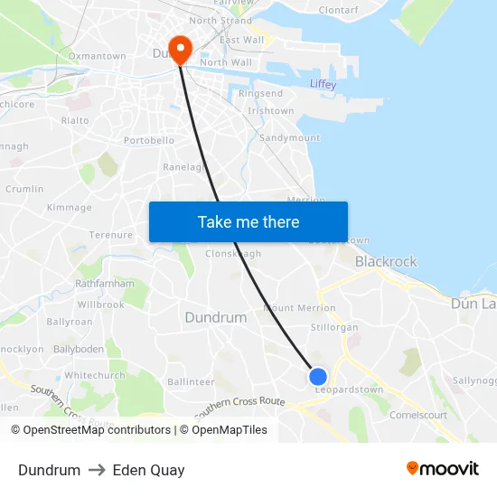 Dundrum to Eden Quay map