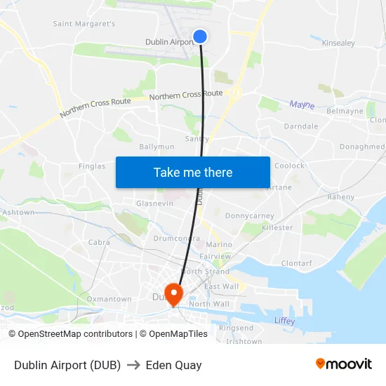 Dublin Airport (DUB) to Eden Quay map