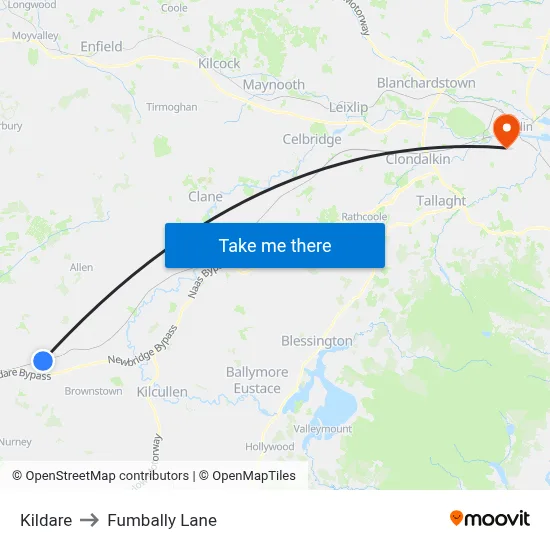 Kildare to Fumbally Lane map