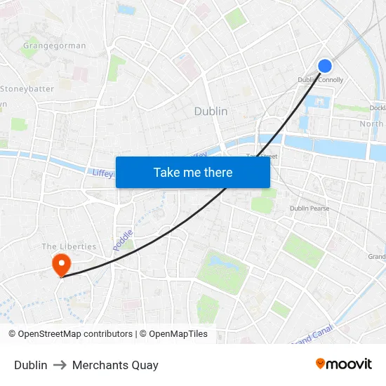 Dublin to Merchants Quay map