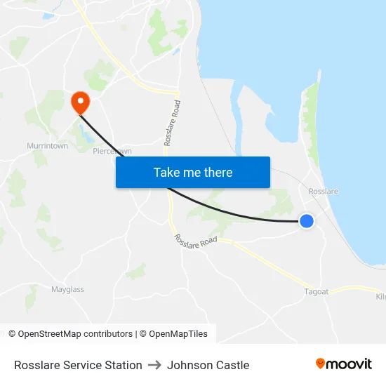 Rosslare Service Station to Johnson Castle map
