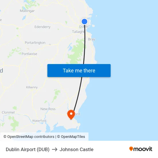 Dublin Airport (DUB) to Johnson Castle map