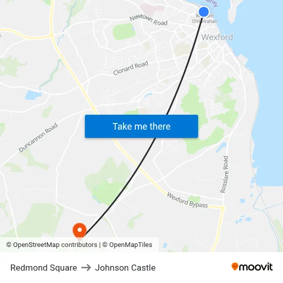 Redmond Square to Johnson Castle map