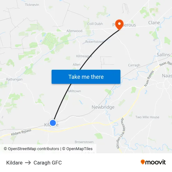Kildare to Caragh GFC map
