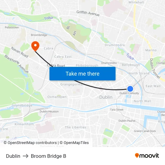 Dublin to Broom Bridge B map