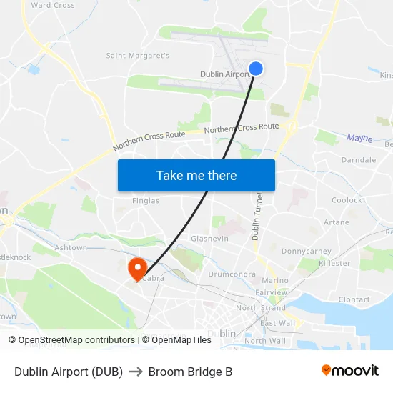 Dublin Airport (DUB) to Broom Bridge B map