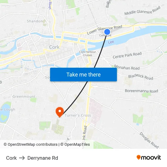 Cork to Derrynane Rd map