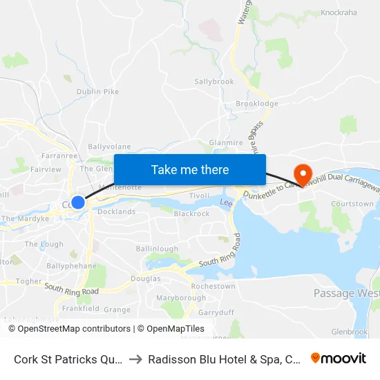 Cork St Patricks Quay to Radisson Blu Hotel & Spa, Cork map