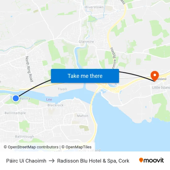 Pairc Uí Caoimh to Radisson Blu Hotel & Spa, Cork map