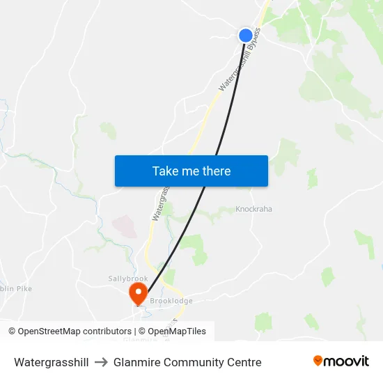 Watergrasshill to Glanmire Community Centre map