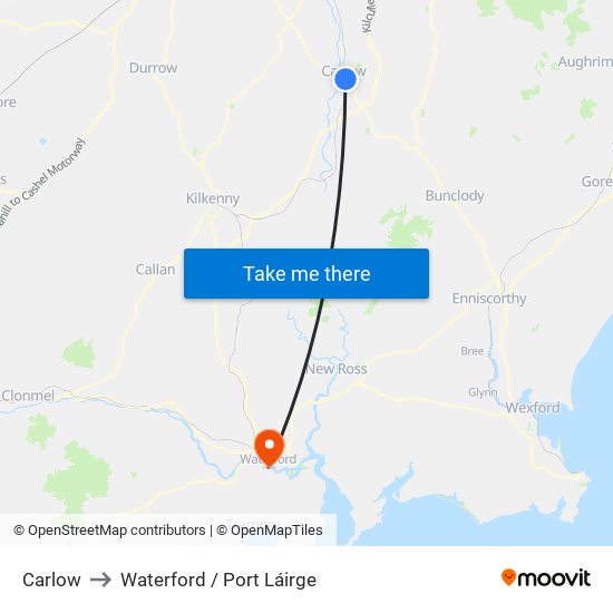 Carlow to Waterford / Port Láirge map