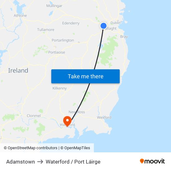 Adamstown to Waterford / Port Láirge map