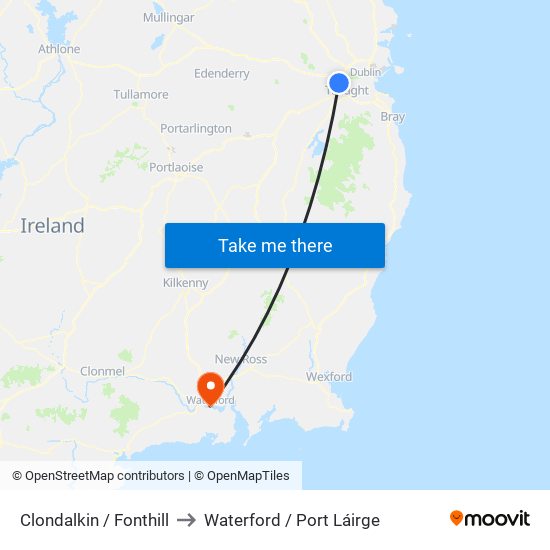 Clondalkin / Fonthill to Waterford / Port Láirge map