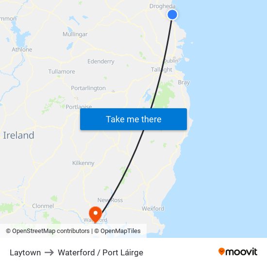 Laytown to Waterford / Port Láirge map