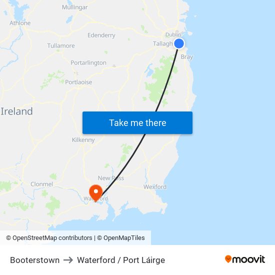 Booterstown to Waterford / Port Láirge map