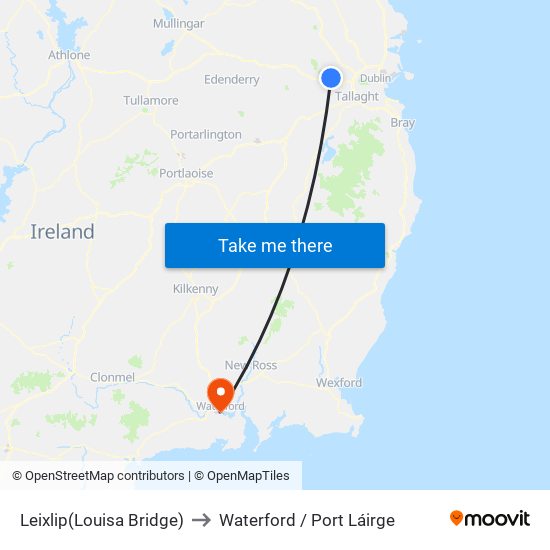 Leixlip(Louisa Bridge) to Waterford / Port Láirge map