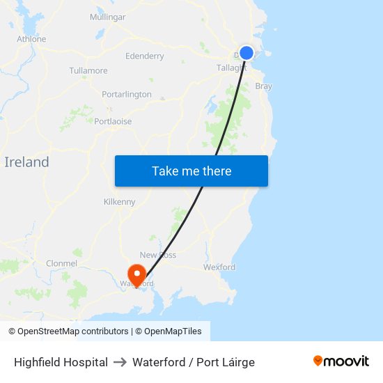 Highfield Hospital to Waterford / Port Láirge map