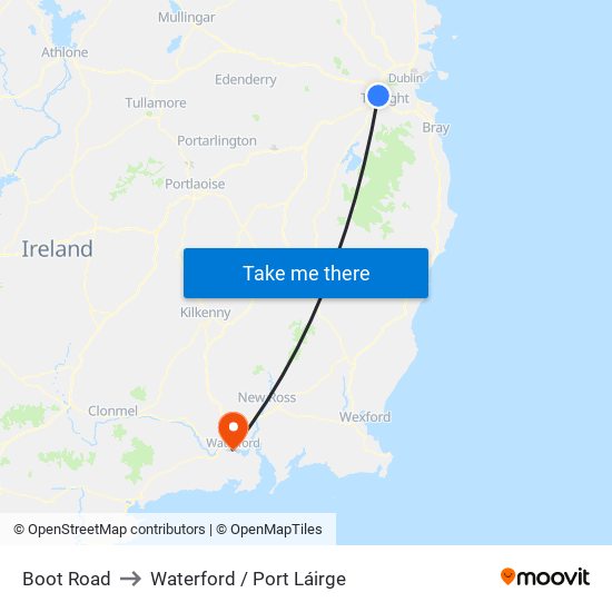 Boot Road to Waterford / Port Láirge map