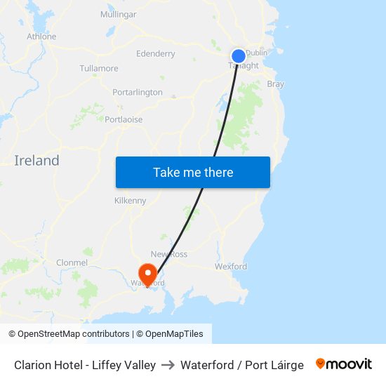 Clarion Hotel - Liffey Valley to Waterford / Port Láirge map