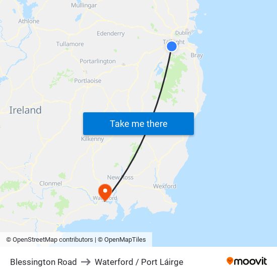 Blessington Road to Waterford / Port Láirge map