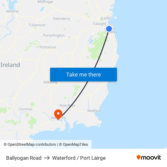 Ballyogan Road to Waterford / Port Láirge map