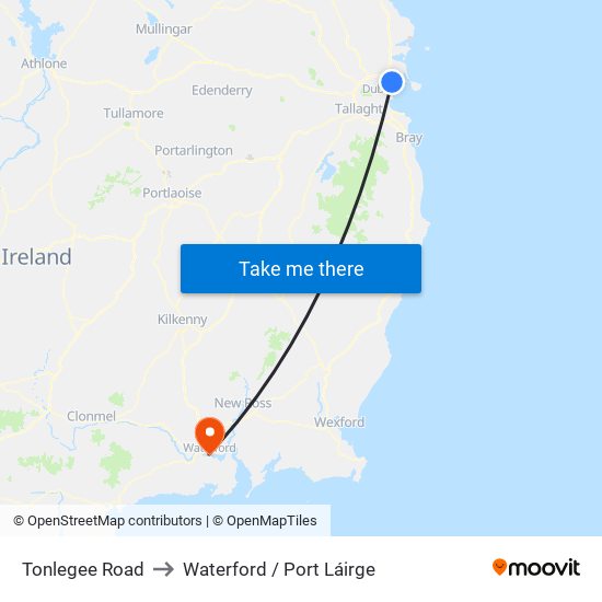 Tonlegee Road to Waterford / Port Láirge map