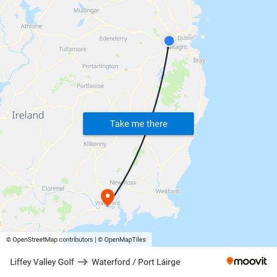 Liffey Valley Golf to Waterford / Port Láirge map