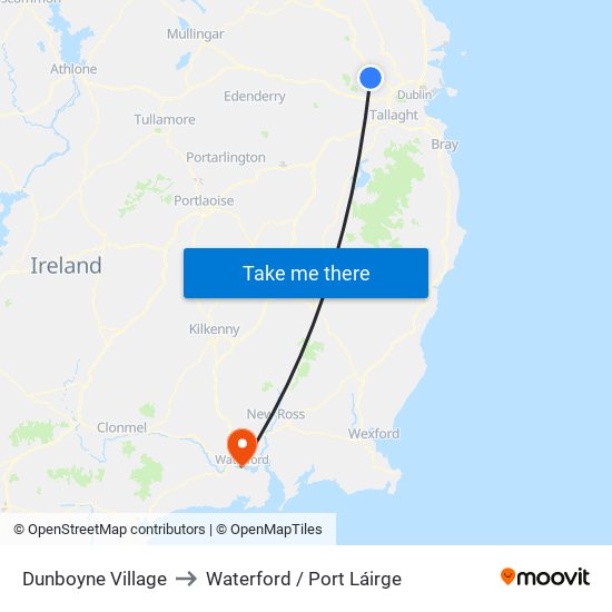 Dunboyne Village to Waterford / Port Láirge map