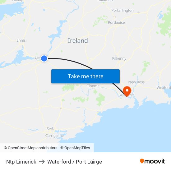 Ntp Limerick to Waterford / Port Láirge map