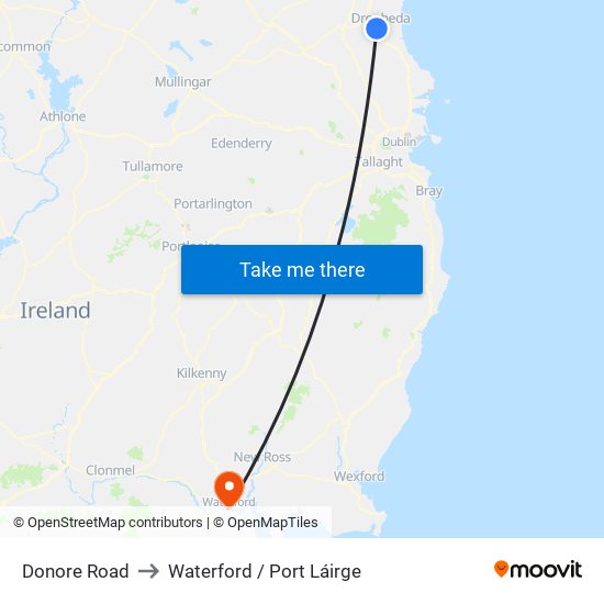 Donore Road to Waterford / Port Láirge map