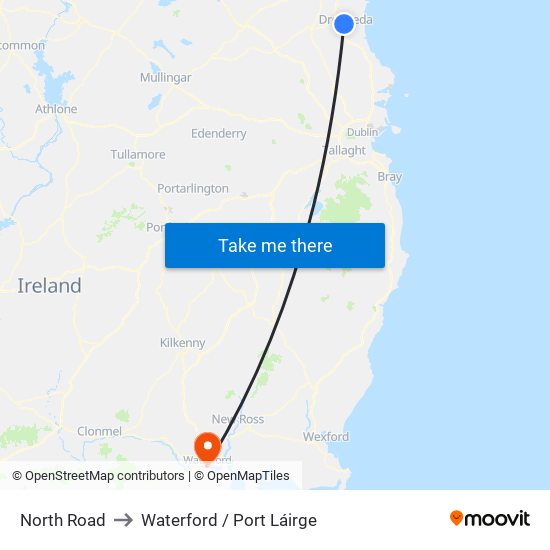 North Road to Waterford / Port Láirge map