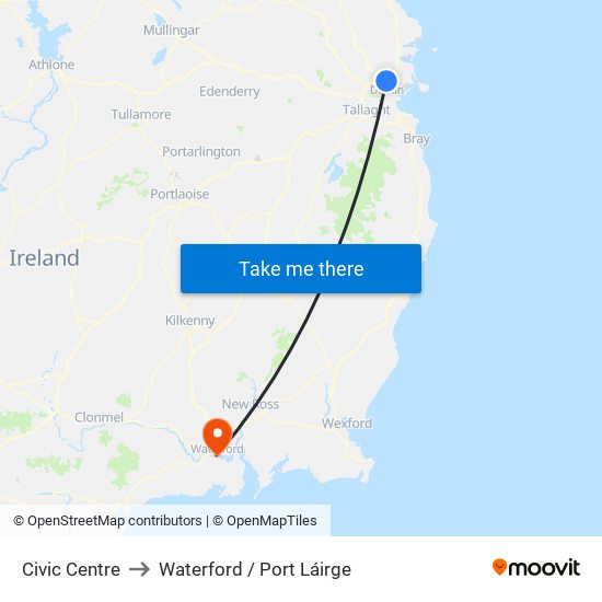 Civic Centre to Waterford / Port Láirge map