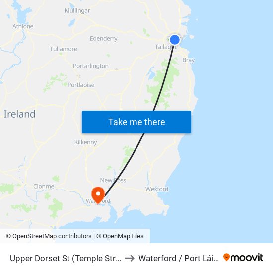 Upper Dorset St (Temple Street) to Waterford / Port Láirge map