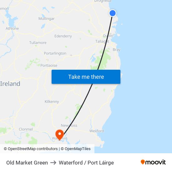 Old Market Green to Waterford / Port Láirge map