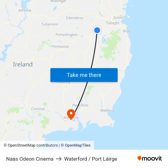 Naas Odeon Cinema to Waterford / Port Láirge map